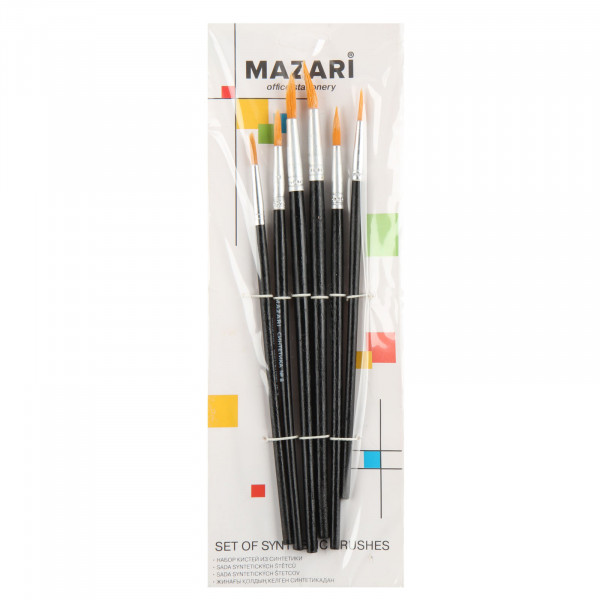 Набор кистей 6шт (Нейлон круглые №1,2,3,4,5,6) Mazari М-5152