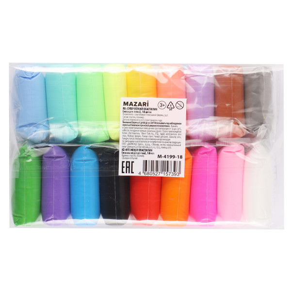 Пластилин суперлегкий , 18цв., стейк 3шт