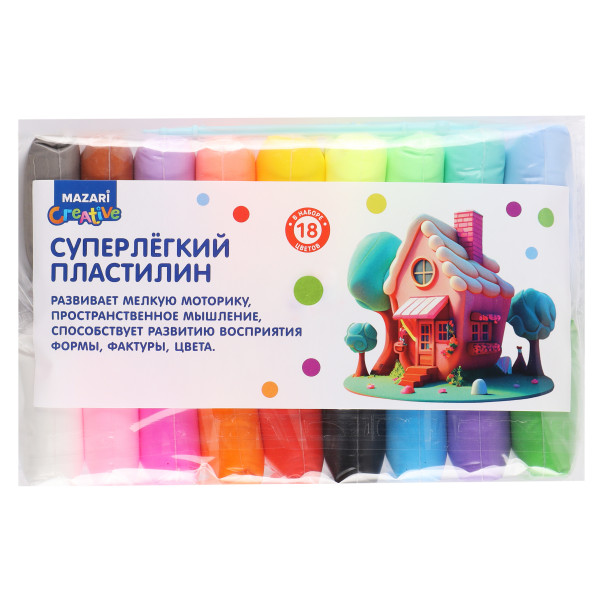 Пластилин суперлегкий , 18цв., стейк 3шт