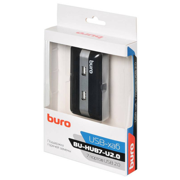 Концентратор USB 2.0 Buro BU-HUB7-U2.0 7 портов черный