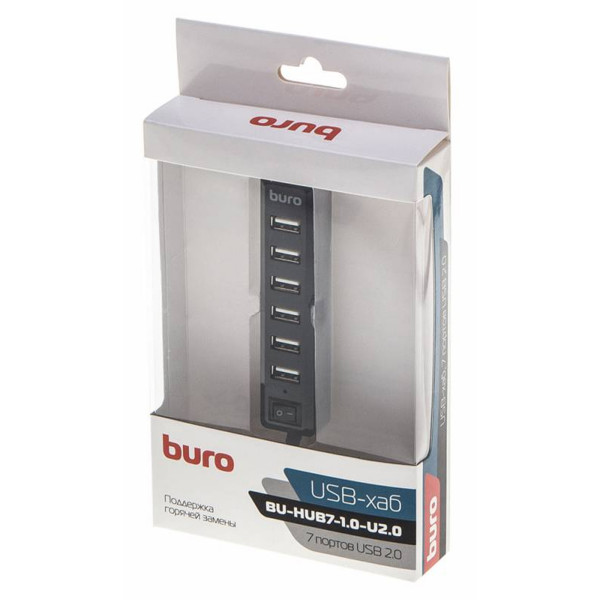 Концентратор USB 2.0 Buro BU-HUB7-1.0-U2.0 7 портов черный