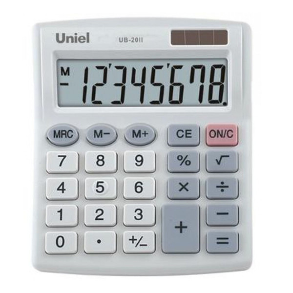 Калькулятор  UNIEL 8 разрядов 127х105х22 мм белый