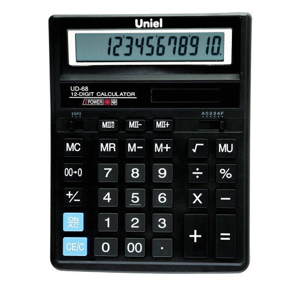 Калькулятор  UNIEL  12 разрядов 203х158х30 мм