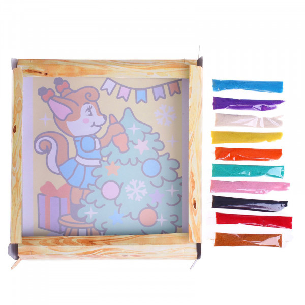 Фреска Картина из песка "Белочка у елочки"