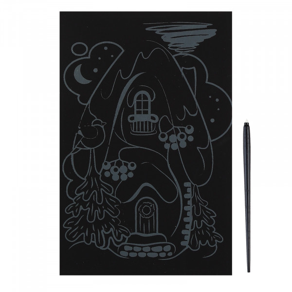 Гравюра малая с эффектом серебра Волшебный домик