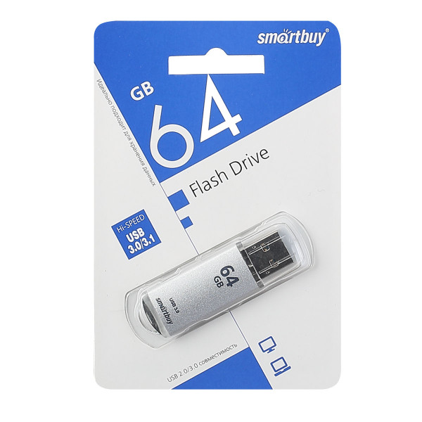 Флеш-память USB 64 Gb Smartbuy V-Cut Silver USB 3.0 (SB64GBVC-S3)