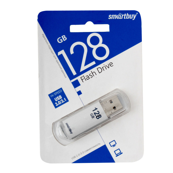 Флеш-память USB 128 Gb Smartbuy V-Cut Silver (SB128GBVC-S3) USB 3.0