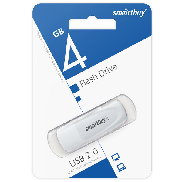Флэш-диск 4GB SMARTBUY Scout White SB004GB2SCW