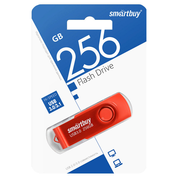 Флэш-диск 256Gb SmartBuy Twist Red SB256GB3TWR 094253