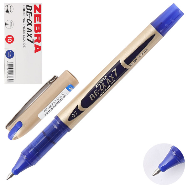 Ручка-роллер 0,7 Zebra ZEB-ROLLER AX7/EX-JB7-BL одноразовая  829061 син картонная коробка