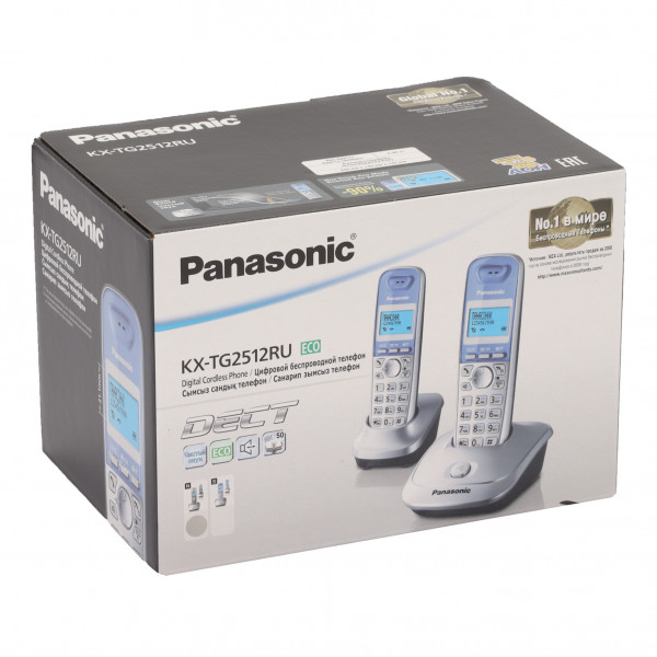 Радио телефон Panasonic KX-TG 2512 RUN (2 трубки, АОН, подсветка дисплея, спикерфон)