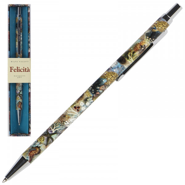 Ручка шар. подар. синяя "Fauna", 0,7 мм Felicita «Фантазия.Кораллы» метал. корпус в картон. футляре