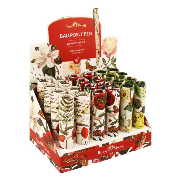 Ручка "Dreamwrite. Flora. Bloom Flowers" шар 0,7мм синяя в подар. тубе