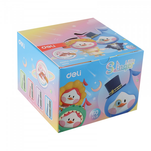 Точилка пласт. Deli Little Singer, одно отверстие, ассорти