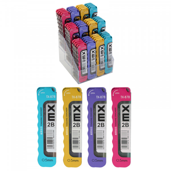 Грифели 0,5мм. 2В, Tongxing Stationery ассорти 4 вида