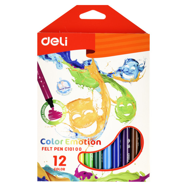 Фломастеры 12цв Deli Color Emotion смываемые вент колпачок EC10100 европодвес карт/к