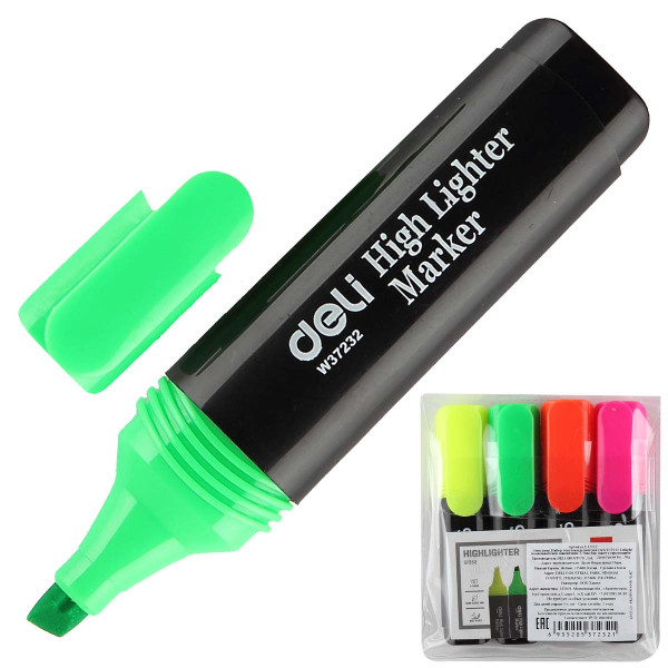 Набор текстовыделителей Deli Delight скошенный 1-5мм 4цв.