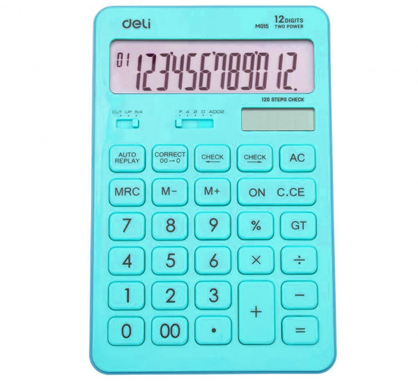 Калькулятор настольный Deli  Touch голубой  12 - разр.  108х15х175