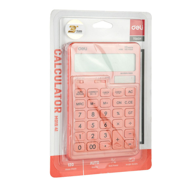 Калькулятор Deli  Touch розовый 12 - разр. 108х15х175 мм