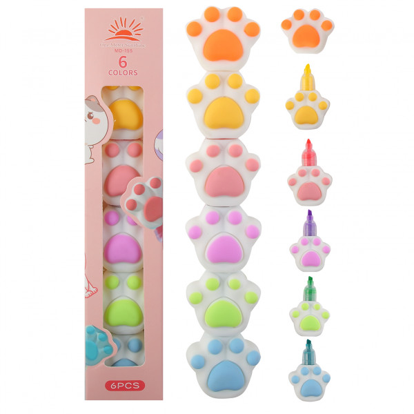 Набор текстовыделителей 5цв. 1-3мм Cat paw
