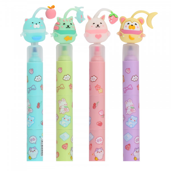 Текстовыделитель 1-5мм Fruit animals, ассорти 4в.