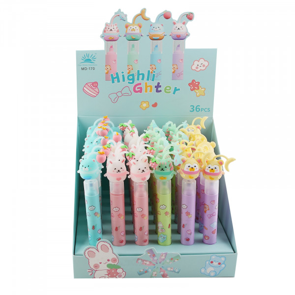 Текстовыделитель 1-5мм Fruit animals, ассорти 4в.