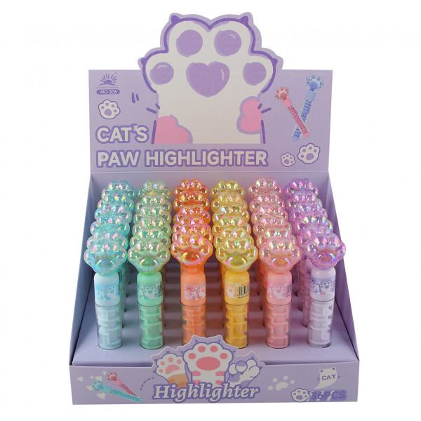 Текстовыделитель 1-4мм КОКОС, Cat paw ассорти 6в.