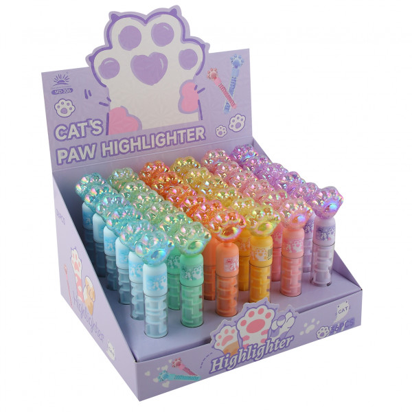 Текстовыделитель 1-4мм КОКОС, Cat paw ассорти 6в.
