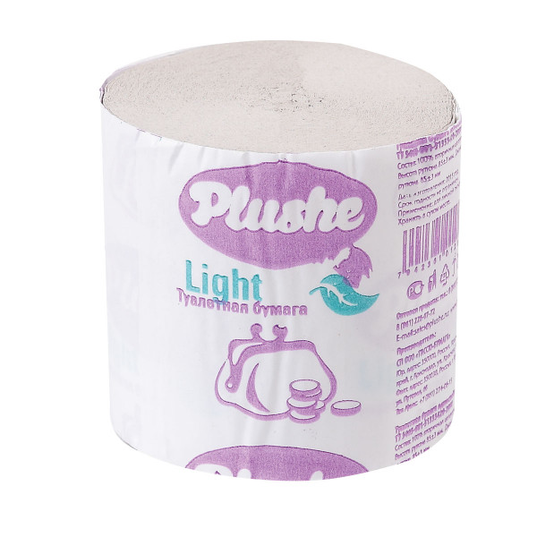 Бумага туалетная Plushe Light ,1-слойная 2074 серая