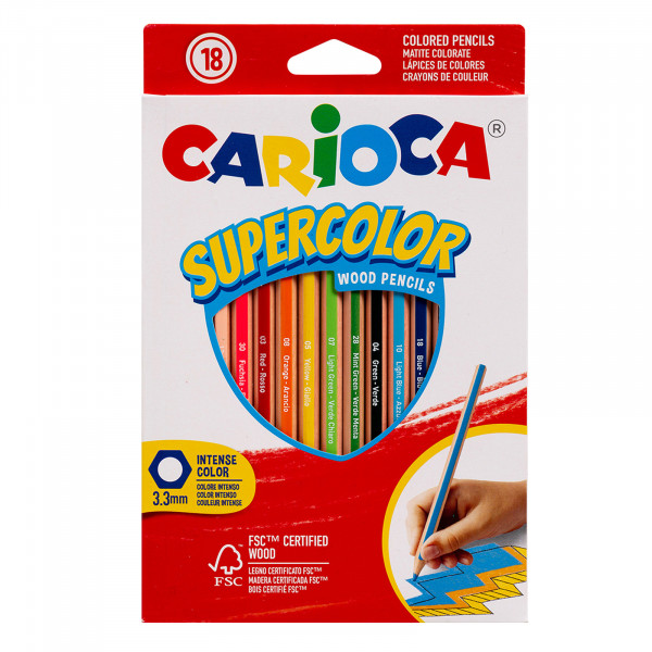 Карандаши 18 цв Carioca SUPERCOLOR шестигран. корп.   арт. 43392