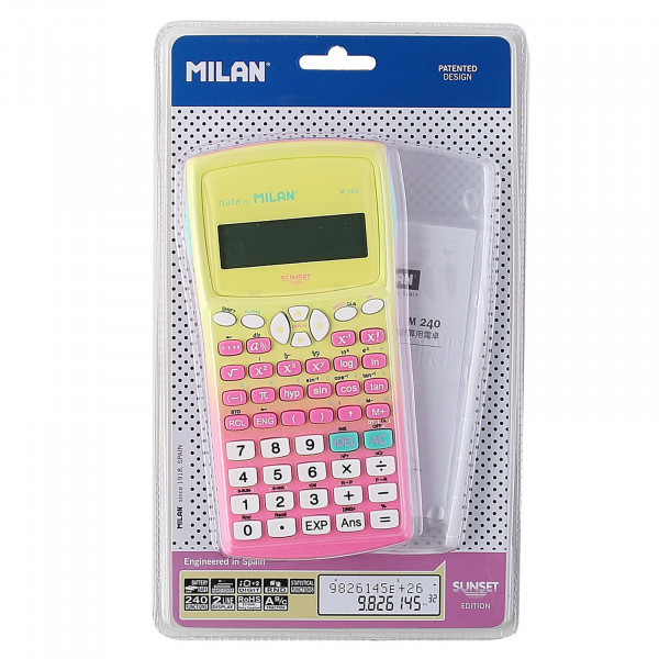 Калькулятор инженерный 10+2 разрядов Milan Susnet 1226656 питание от батарейки 167*84*19мм (240 функций) розовый/желтый