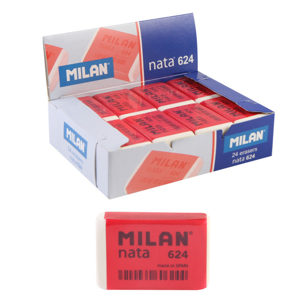 Ластик прямоугольный 40*26*10 Nata пластик Milan 624/973215