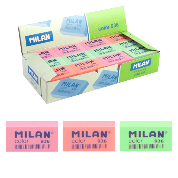 Ластик прямоугольный 39*23*9 Color винил Milan CPM936/973223 ассорти 3 вида