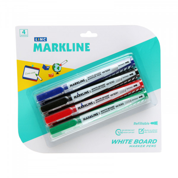 Набор маркеров для доски 4цв 2,5-3.7мм Linc BOARD W100/4color