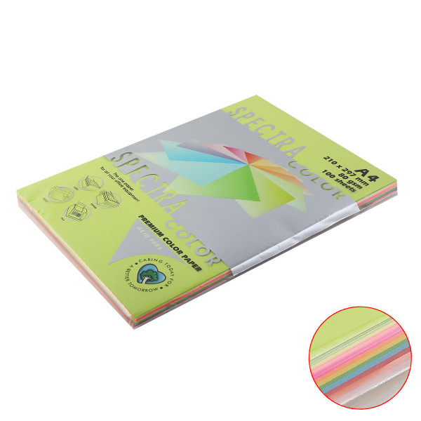 Бумага Spectra Colour A4 100л/пач 80 гр Rainbow (10 цв*10л) (1/22) арт. A4 80 650
