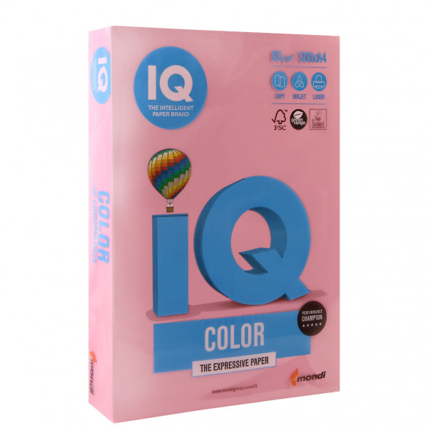 Бумага цветная А4 80г/м 500л IQ Color 00-00012526/65133 25 розовый