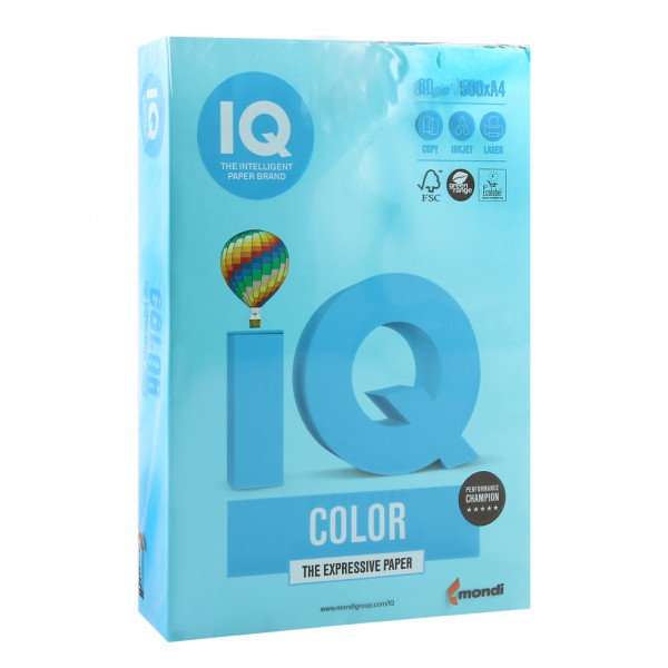 Бумага цветная А4 80г/м 500л IQ Color 00-00012634/65154 48 светло-синий