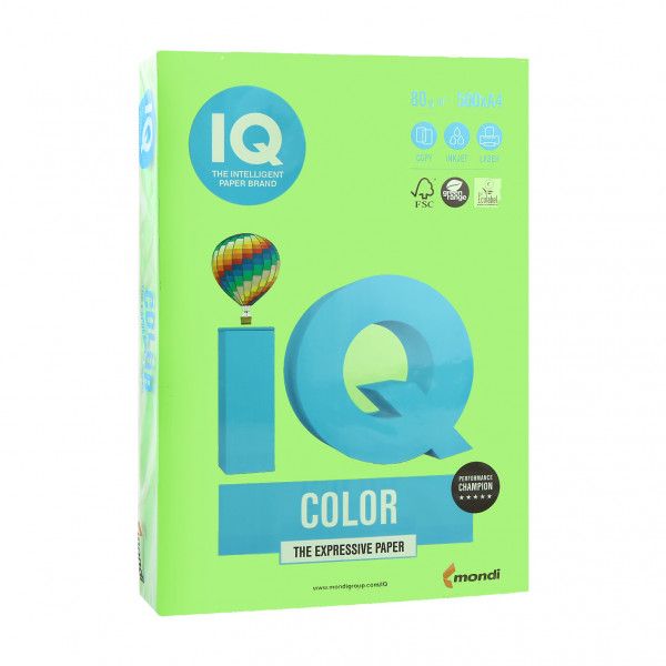 Бумага цветная А4 80г/м 500л IQ Color 00-00012623/65152 42 ярко-зеленый