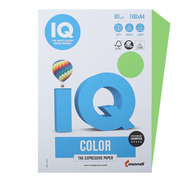 Бумага цветная А4 80г/м 100л IQ Color 78423 42 ярко-зеленый