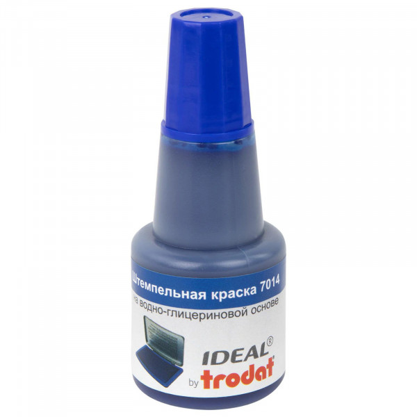 Краска штемпельная TRODAT IDEAL, синяя, 24 мл, на водно-глицериновой основе, 7014, 219402