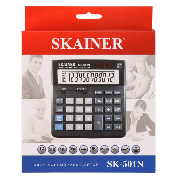 Калькулятор SKAINER SK-501N 12 разряд, 2 питание