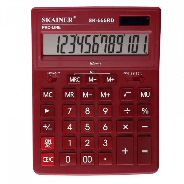 Калькулятор Skainer SK-555RD 12 разрядный красный арт. SK-555RD