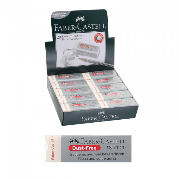 Ластик прямоугольный 61*21*12 Dust Free каучук держатель картон Faber-Castell 187120 белый