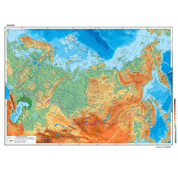 Карта России физическая 101*70см, интерактивная.