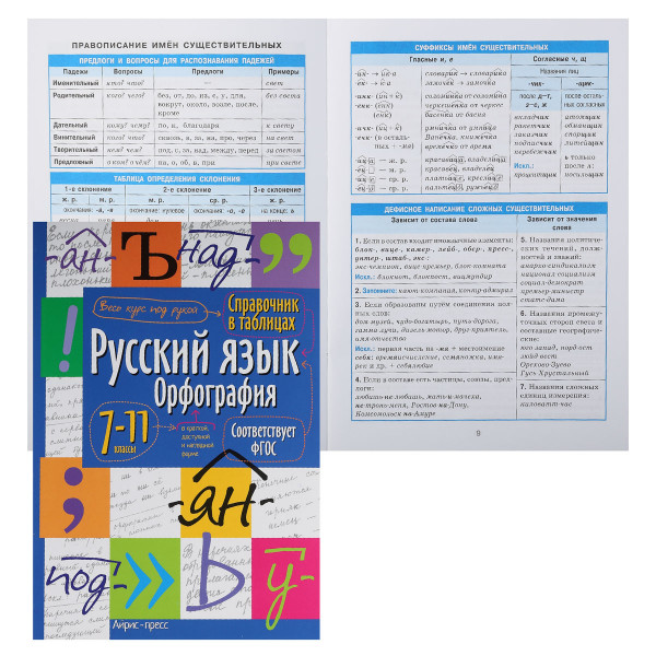 Справочник в таблицах Айрис-пресс Русский язык Орфография 7-11 класс 24955
