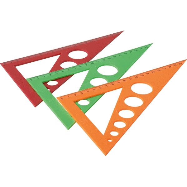 Треугольник 30°, 20см пластиковый с трафаретом deVENTE 5097601 ассорти