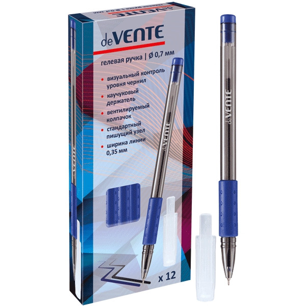 Ручка гелевая "deVENTE", d=0,7 мм,  синяя