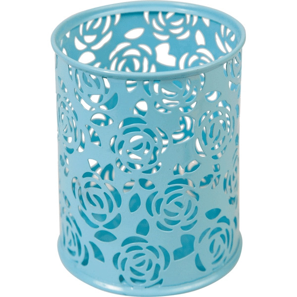 Настольная подставка-стакан для канцелярских принадлежностей металлическая deVENTE Ажур  4104701 голубая
