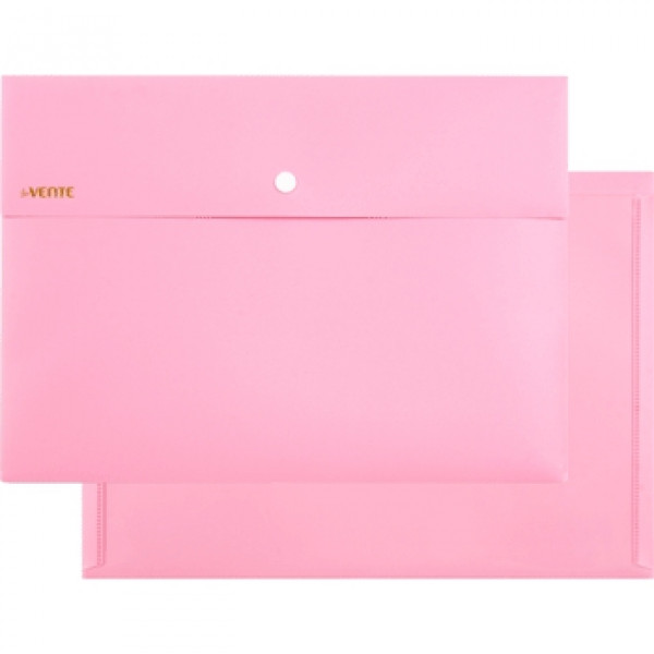 Папка-конверт на кноп А4 (230*320мм) 0,35мм с карм deVENTE Pastel 3071853 непрозрачная розовая