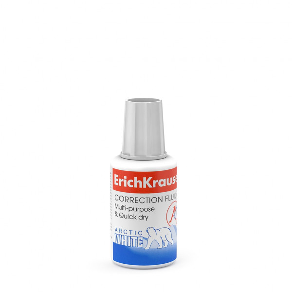 Корректирующая жидкость "ErichKrause  Arctic white" 20мл с кистью 1/10 арт. ЕК-6